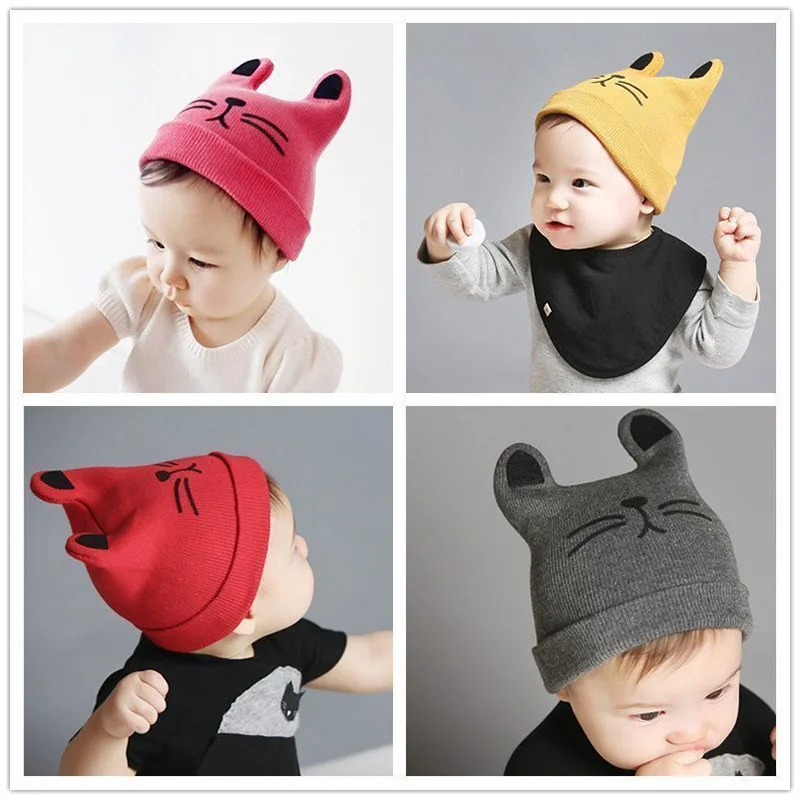 0-3 Years Baby Hat Boys Girls Cartoon Winter Knitted Cap Autumn Newborn  Boys Cute Warm Solid Color Beanie Infant Girl Soft Hat