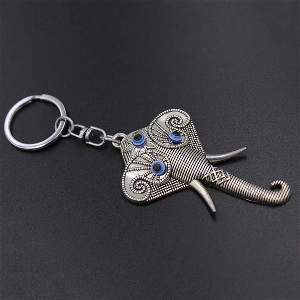 Stainless Steel Elephant Keychain Turkish Blue Eye Accessories DIY Handmade Material, Couple Key Ring, Evil Eye Jewelry, Home De