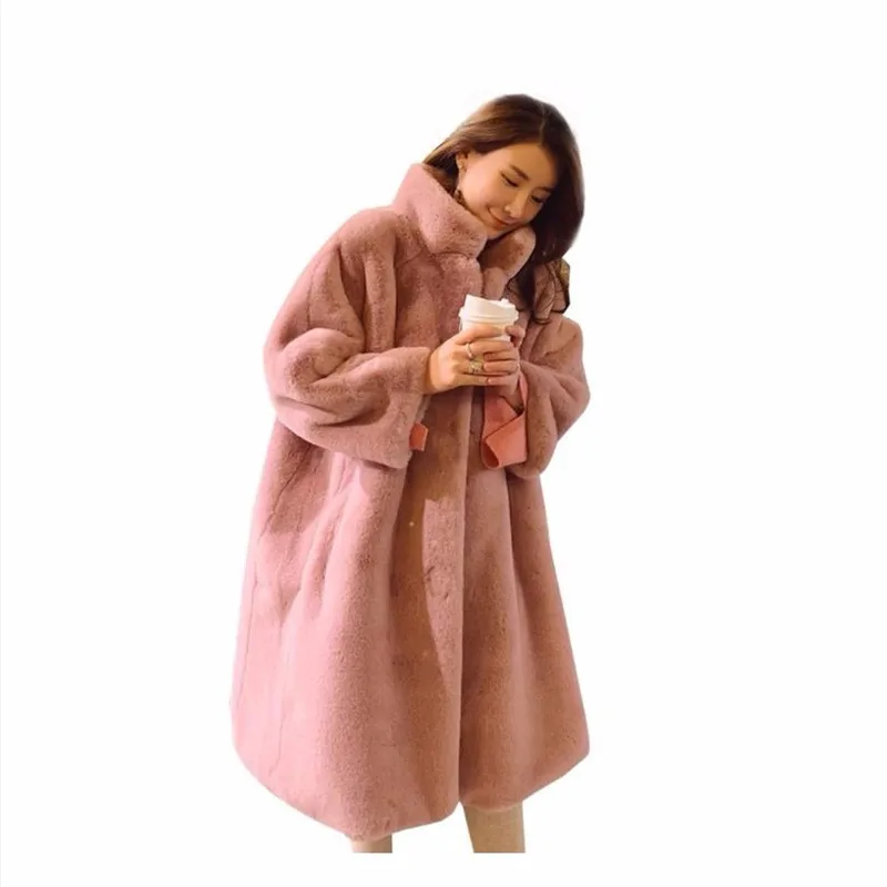 2019 New  Winter Women Mink Faux Fur Coat Vintage Solid Female Winter Warm Fake Fur Lady Coat Casual Jacket Outwears