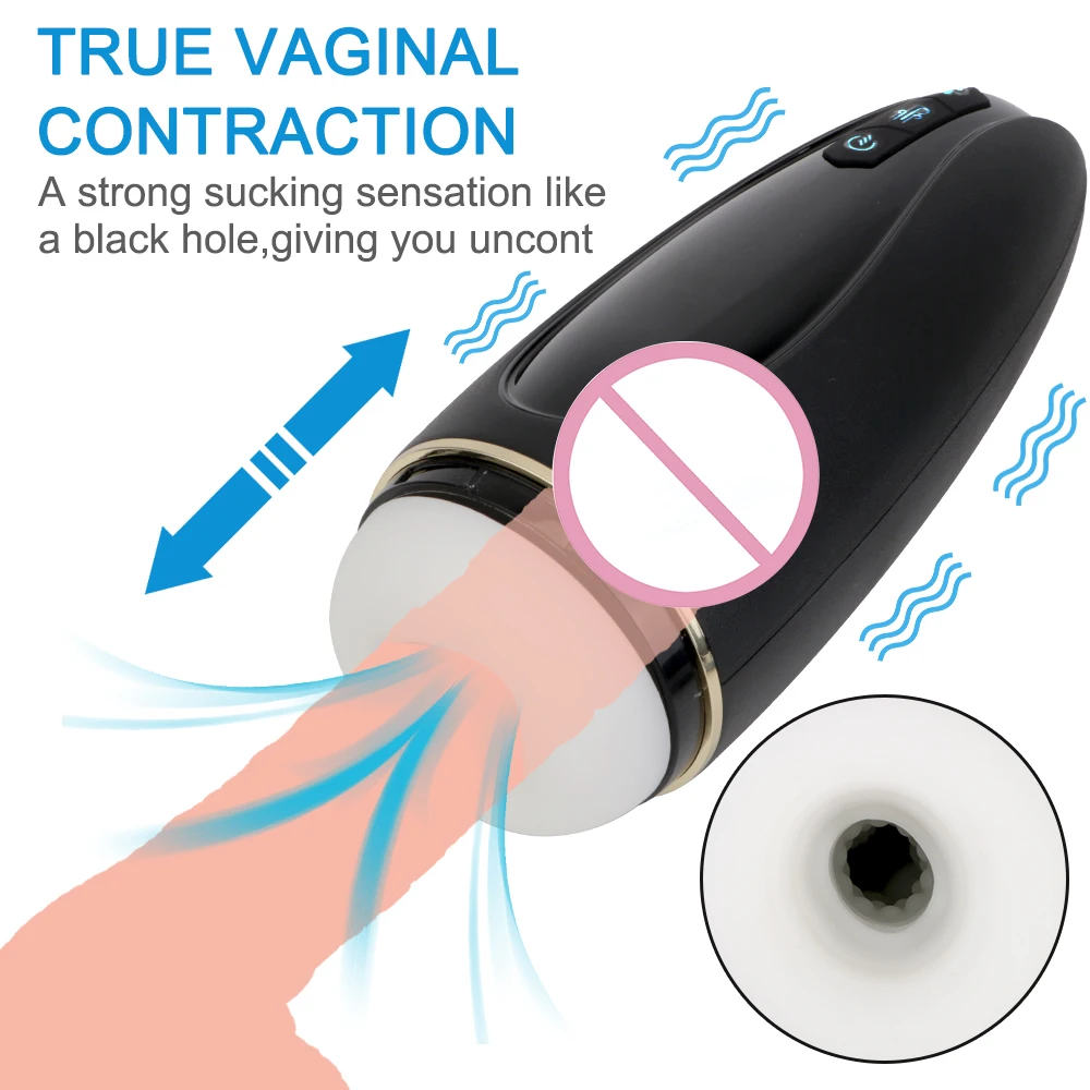 Electric Male Masturbation Cup Penis Pump Cock Exerciser 3D Vagina Real Pussy Sex Toys Vibrators for Men Glans Sucking Massager