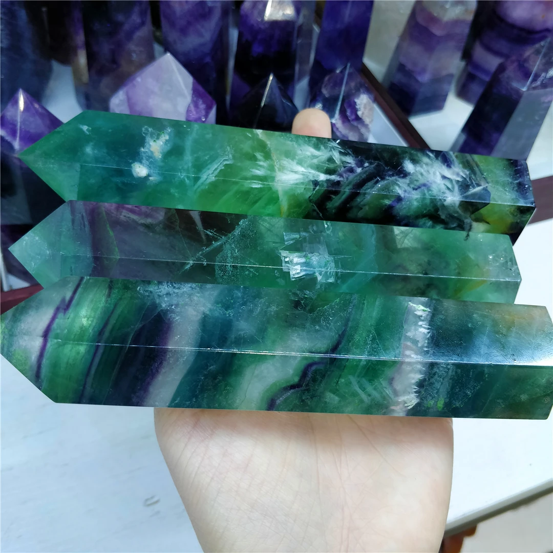 

Natural Colorful Raw Fluorite Wand Polished Energy Obelisk Points Mineral Specimens Crystals And Stones Healing For House Decor