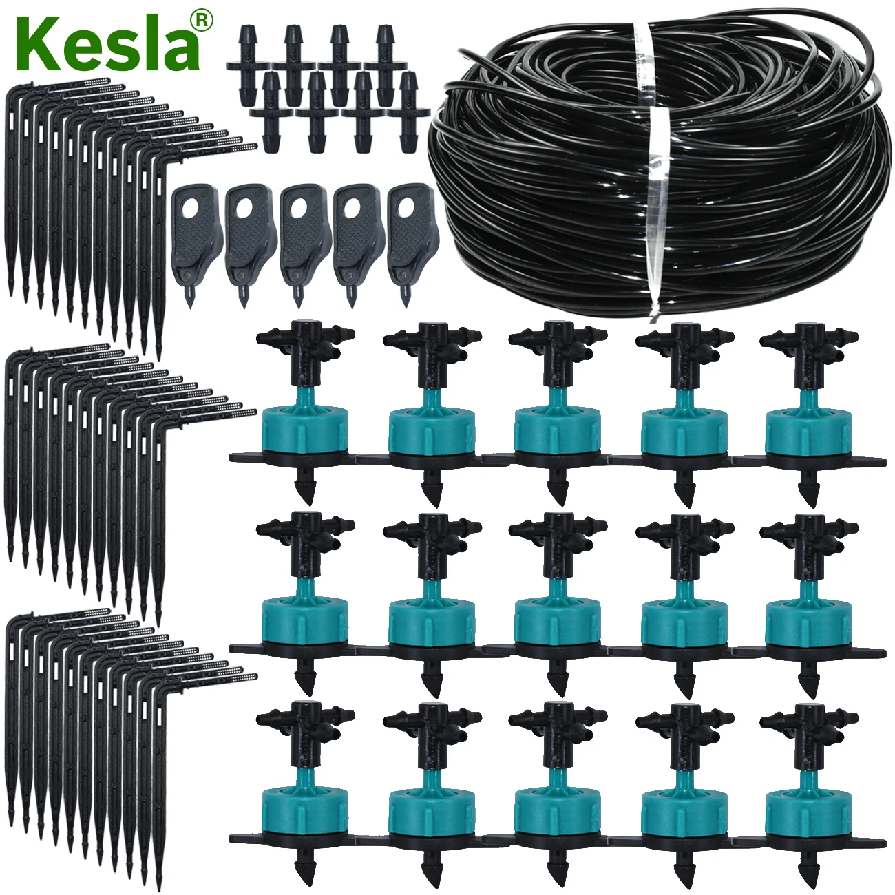 

KESLA Greenhouse 10-100M 3/5mm PVC Hose 8H Micro Drip Irrigation System Kit Puncher Garden 1/8'' Tubing Pipe Drip Arrow Dripper