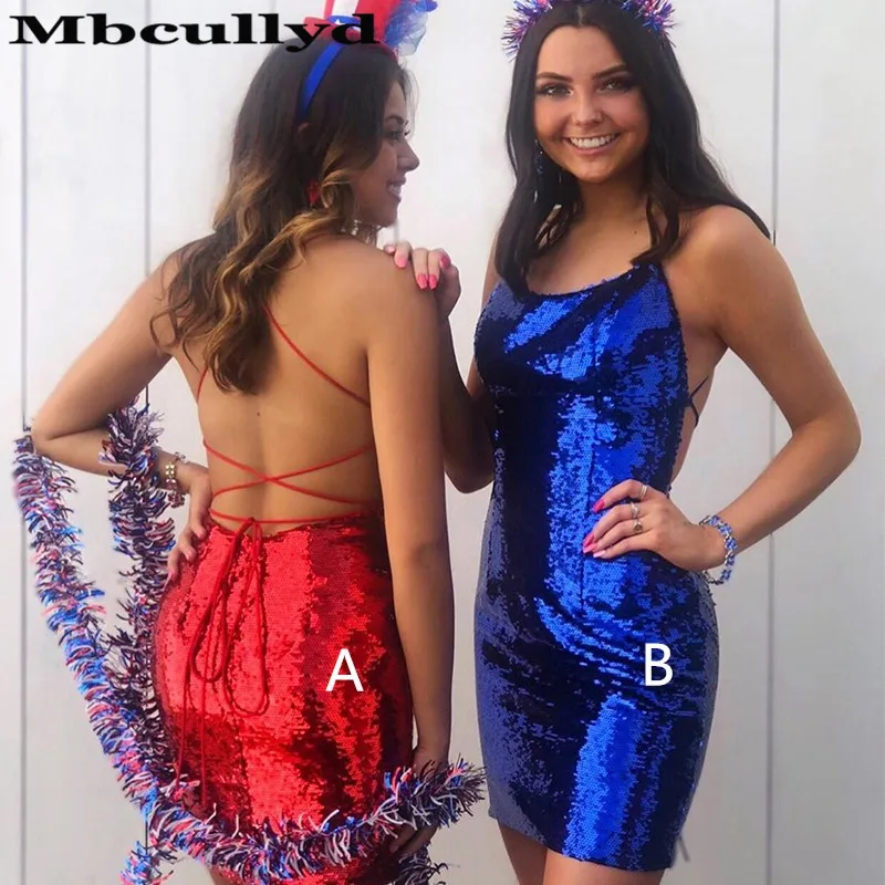 

Mbcullyd Mermaid Short Mini Prom Dresses 2023 Cross Backless Sequined Graduation Party Gowns Cheap Royal Blue Vestidos de fiesta