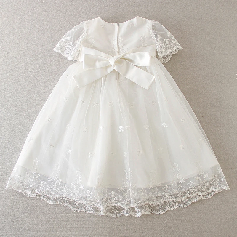 2024 Summer New 0-24M Baby Girl Baptism Dress White Lace Baptism Birthday Party Wedding Princess Dress Infant Baby Clothing