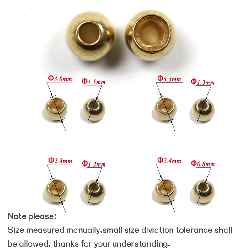 Wifreo 50pcs Fly Tying Brass Beads Nymph Bead Head Fly Tying Bead 2.3mm 2.8mm 3.4mm 3.8mm China Fly Fishing Material Wholesale