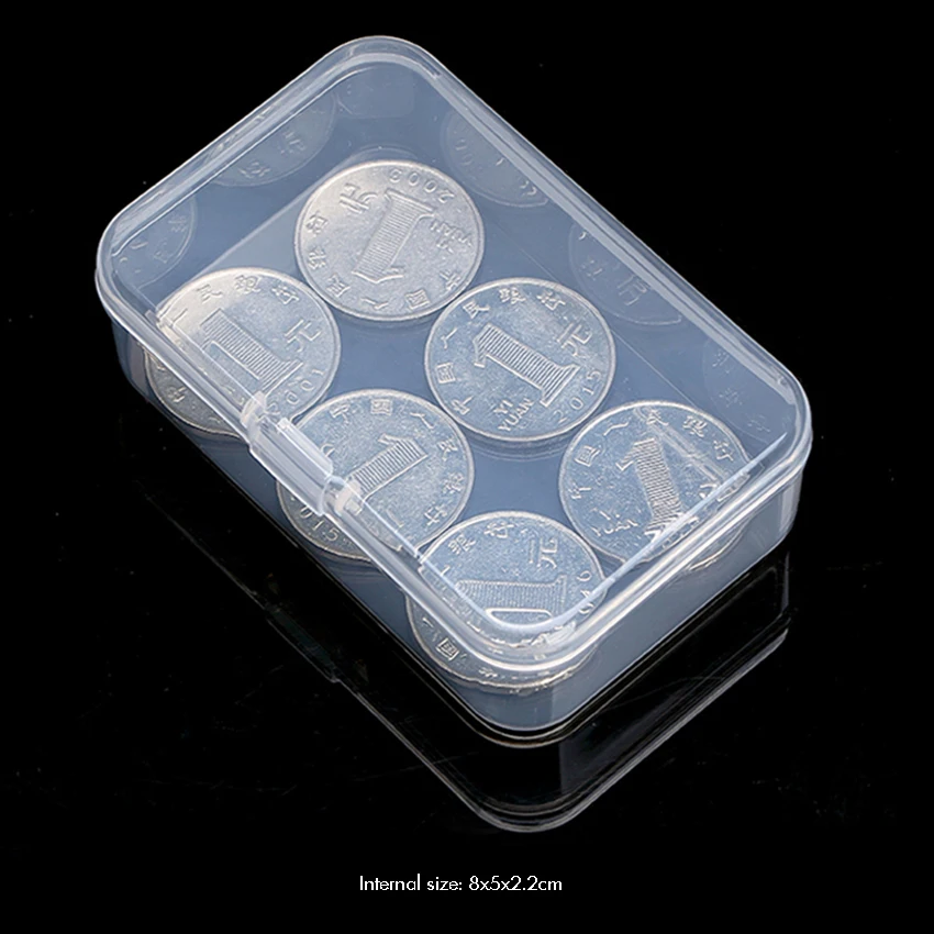 Clear Plastic Empty Storage Containers Box with Hinged Lid for Crafts, Jewelry, Hardware, Tools, Office Supplies 8.3x5.4x2.6cm