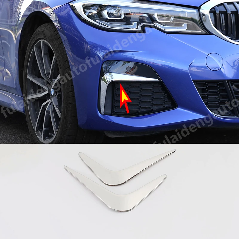 

2PCS For BMW 3 Series G20 2019-2020 stainless steel Front Fog Light Cover Lamp Eyebrow Trim Car Styling Accessories