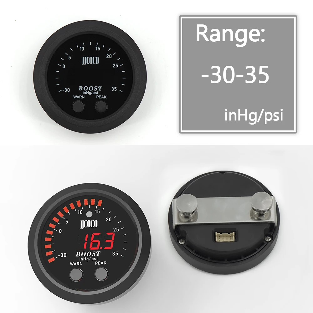 52MM S-Series boost gauge Ultra-Thin Round with Red Light LED Display vacuum gauge turbo boost meter -30psi~ 35PSI