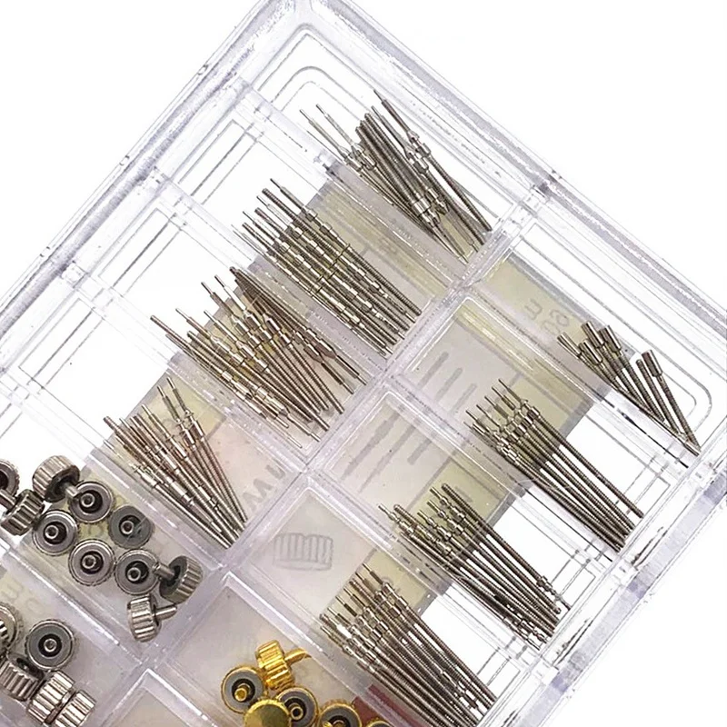 170Pcs/Box Watch Crown Parts Replacement Assorted Dome Flat Head Watch Accessories Repair Tool Kit Accessories Tool Kits