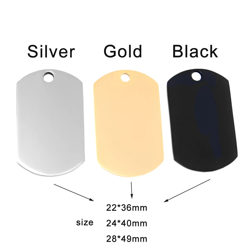 10pcs Stainless Steel Mens Necklace Pendant silver/gold/black color Dog Tags Army Nameplate Mens wholesale Pendant