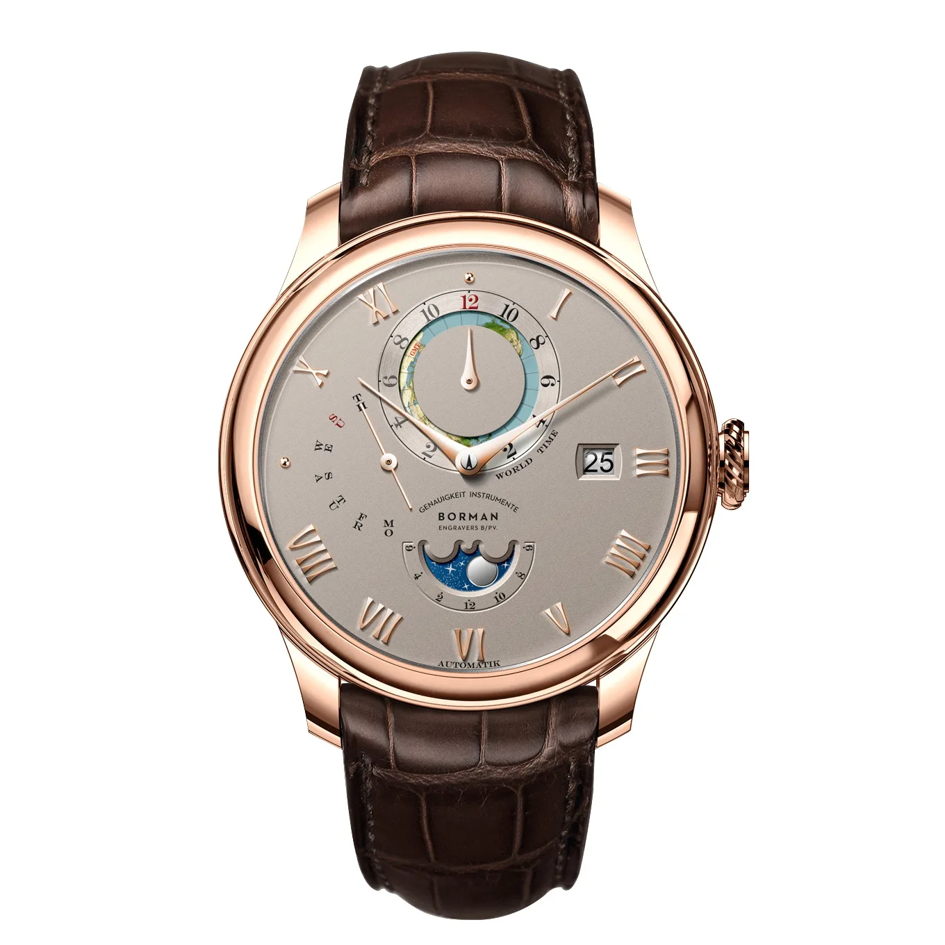 BORMAN Mens Automatic Watches Luxury Watch Fashion Mechanical Wristwatch Waterproof Sapphire Crystal Month Week Date 24 Hours
