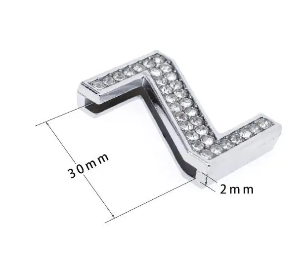 1PC Hole 30MM Slide Letter A-Z English Alphabet Bling Rhinestones Slide Charms Fit For DIY Bracelet Wristband Keychains