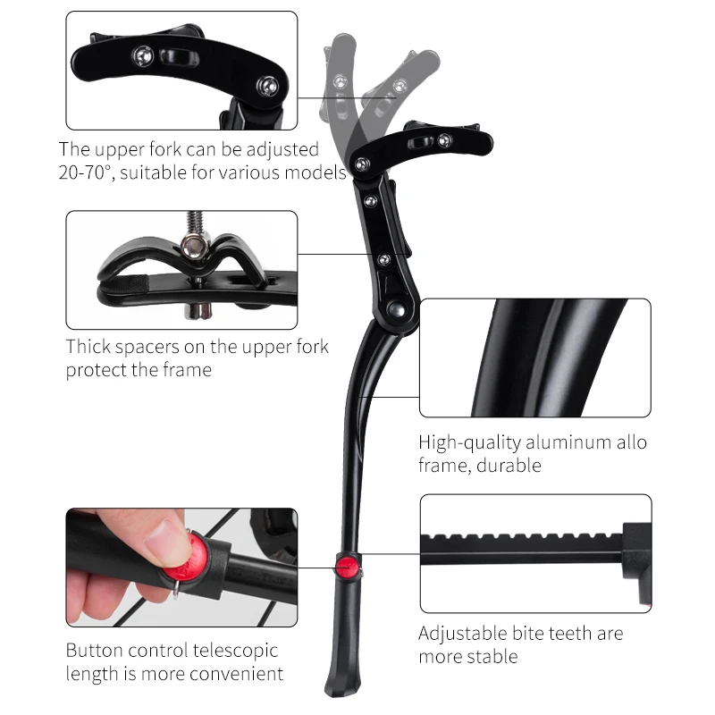 ROCKBROS Bicycle Kickstand Parking Cycling Adjustable MTB Road Racks Bike Support Side Kick Stand Foot Brace Accessories