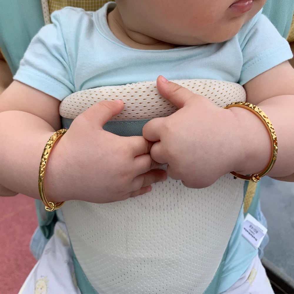 Ethlyn 2pcs/lot 0-3 Years Baby Jewelry Adjustable Durable Gold Color Baby Bangles Bracelet Jewelry Gifts  B140