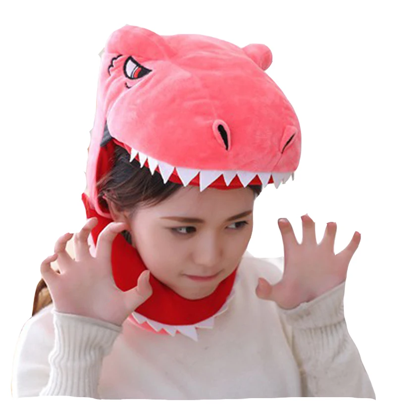 

Cute Headgear Dinosaur Hood Hat Plush Toy Birthday Stuffed Cap Gift