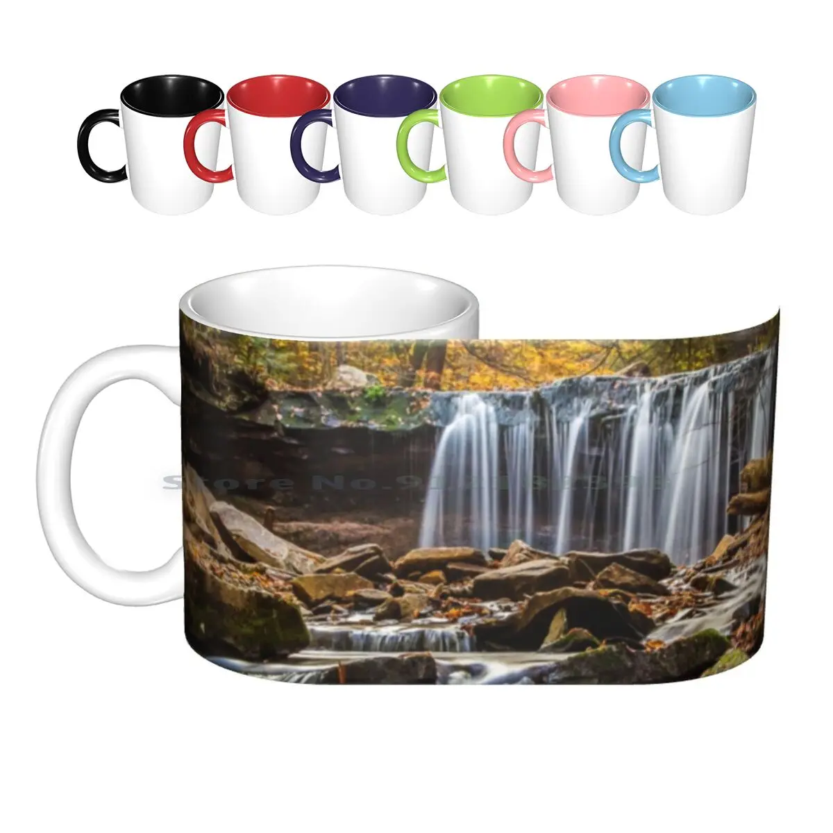 Oneida Falls , Ricketts Glen State Park , Pennsylvania Ceramic Mugs Coffee Cups Milk Tea Mug Waterfall Cascade Falls Autumn