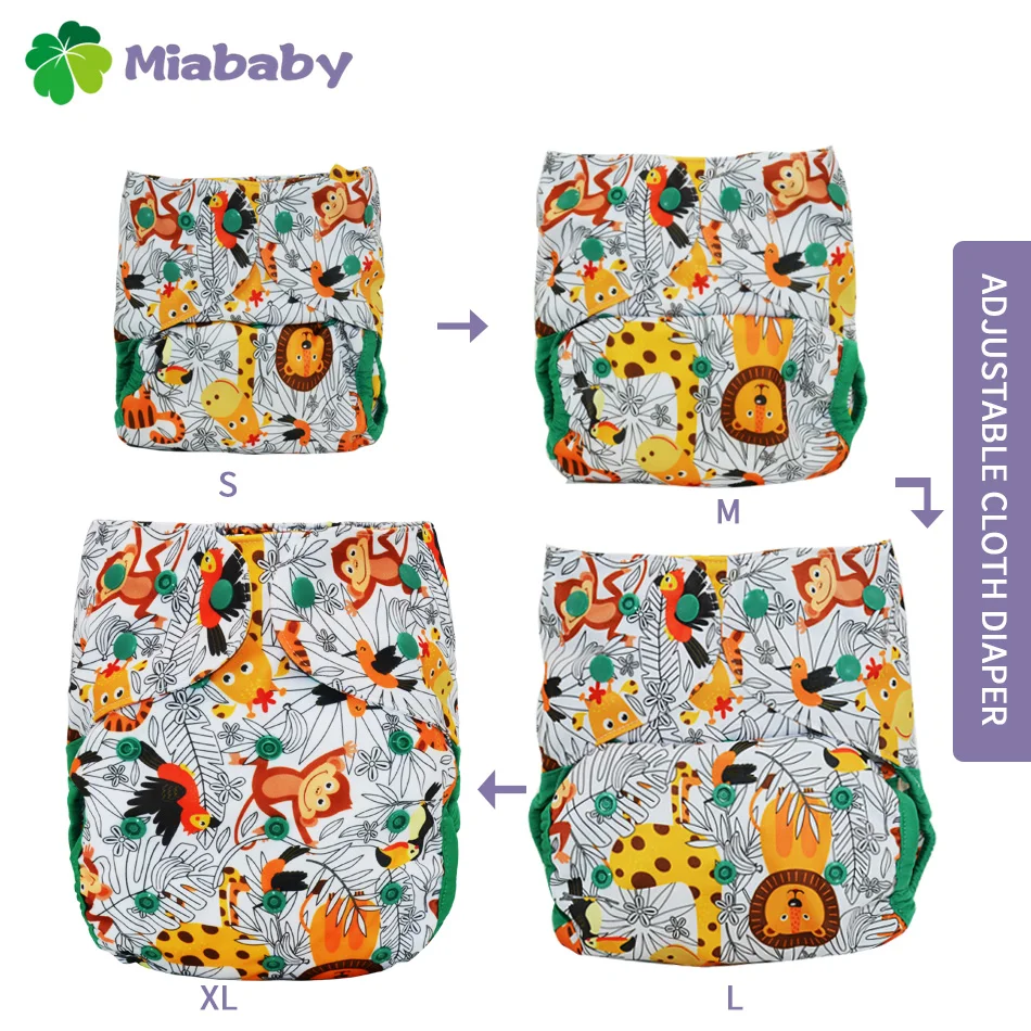 Pannolini di stoffa Miababy ECO-friendly Big XL per bambini Copri neonati di 2 anni e anziani, Pannolino di stoffa regolabile