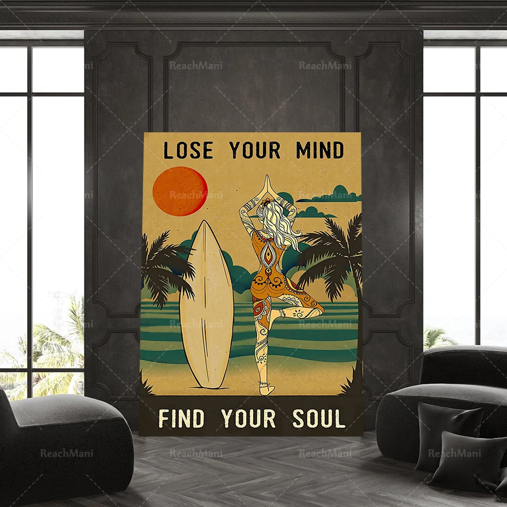 Yoga poster- Lose Your Mind Find Your Soul - Yoga Prints Poster-Vintage Posters-Wall Decoration-Signs for Home-Yoga wall art