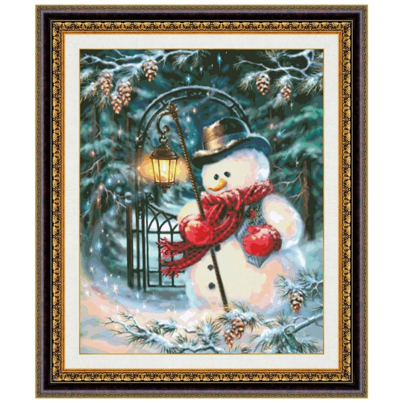 

Magic Christmas Snowman cross stitch package winter snow 18ct 14ct 11ct cloth cotton thread embroidery DIY handmade needlework