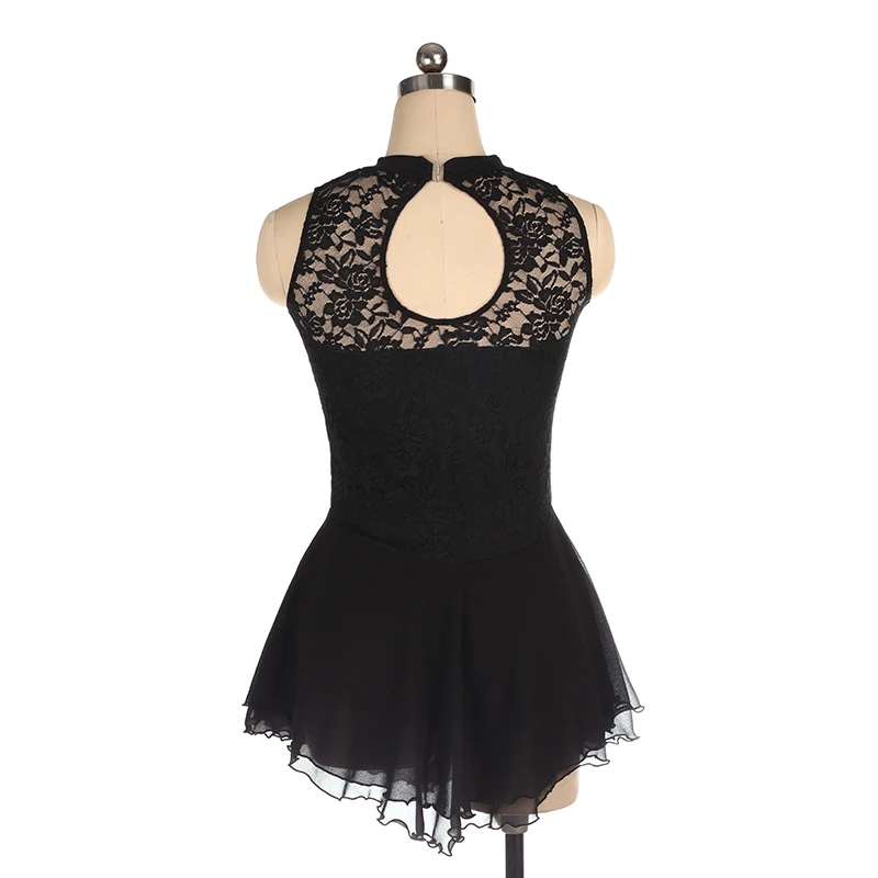 Figure Skating Dress Customized Competition Ice Skating Skirt for Girl Women Kids Gymnastic Performance black lace