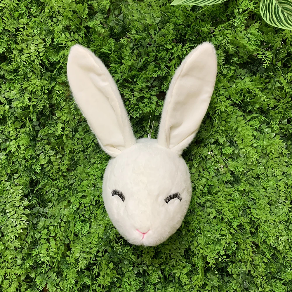 Bunny children Stuffed animal wall decoration animal head lovely rabbit head ear adjustable rabbit head Plush Toy for wall