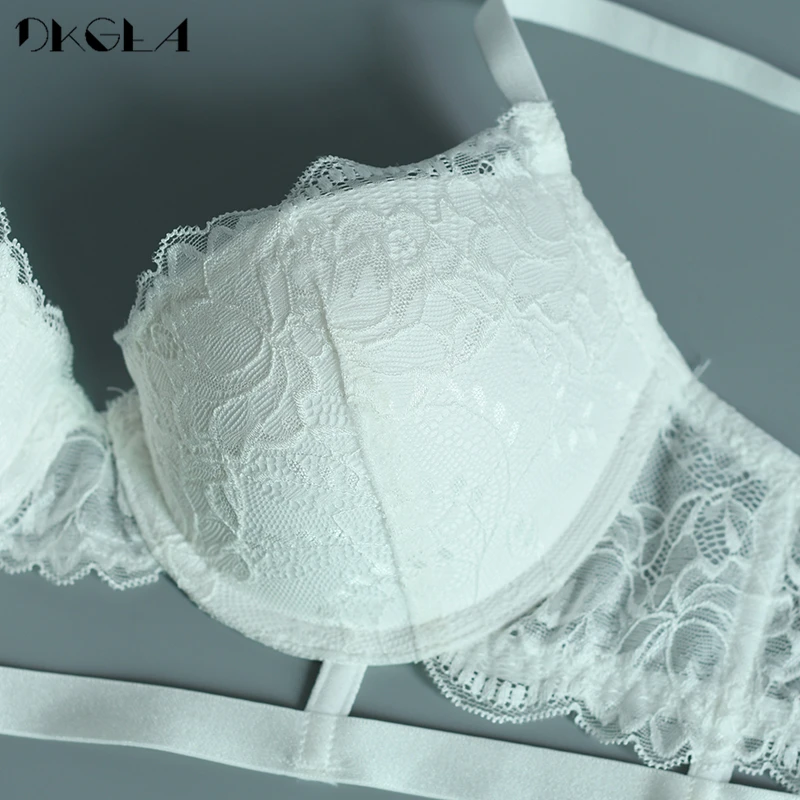 Black Embroidery Sexy Underwear Women Sets Thick Deep V Gather Brassiere Plus Size  C D Cup Lingerie Push Up Bra Set Lace White