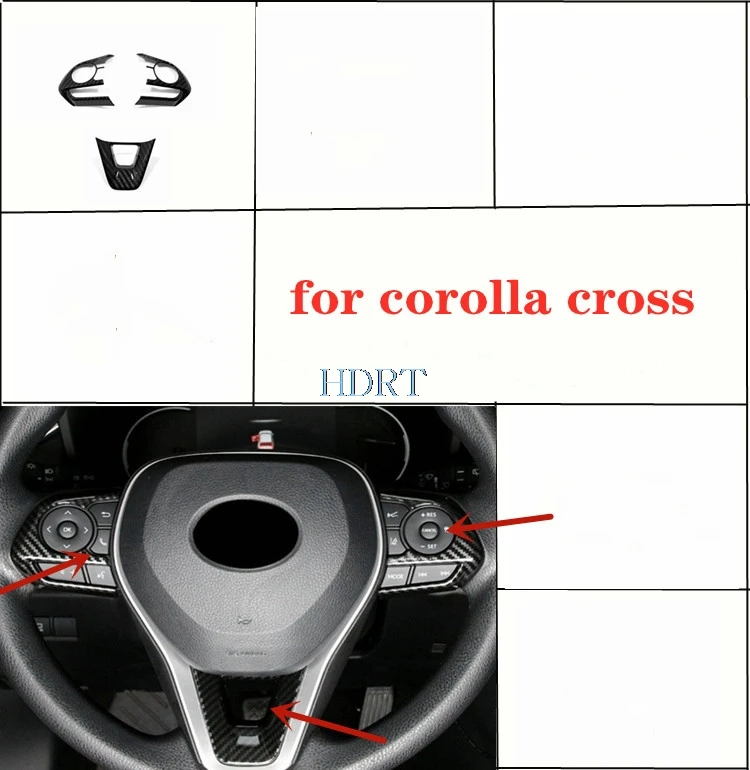 

ABS Carbon Fibre Sticker For Toyota COROLLA CROSS 2020 Steering Wheel Frame Covers Button Trims Auto Interior Car Accessories