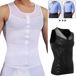 Mens Body Shaper Addome Dimagrante Shapewear Pancia Shaping Corsetto Top Ginecomastia Camicie a compressione con cerniera Vita Trainer