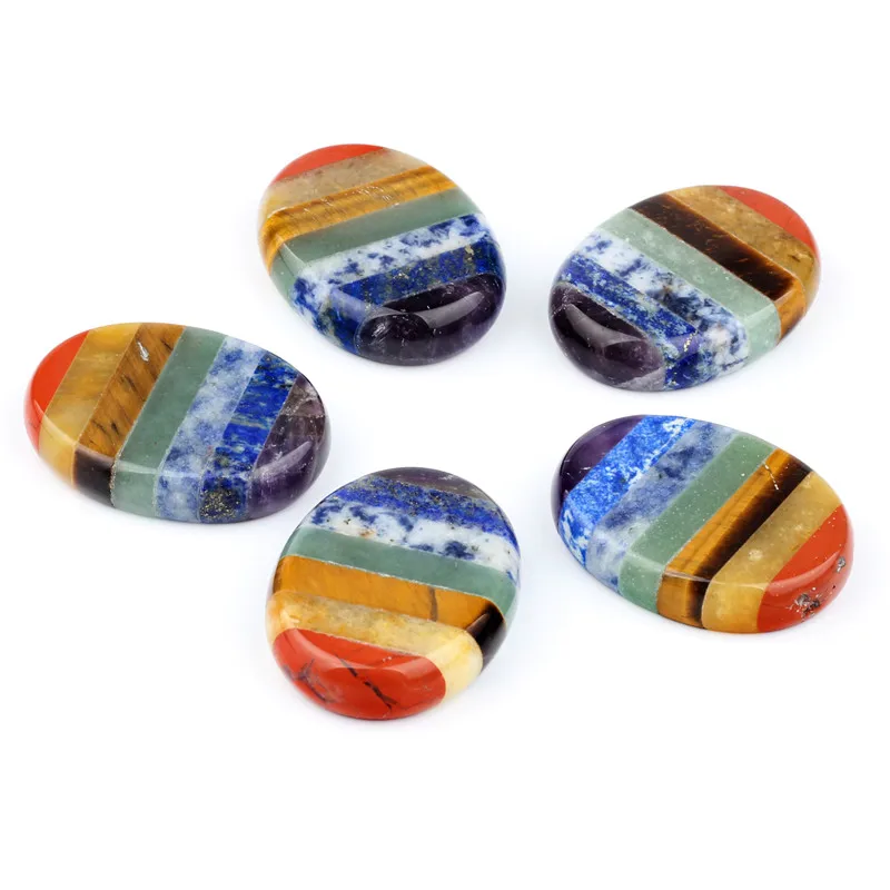 5 PCS Palm Stones 7 Chakra Energy Natural Gem Pocket Smooth Massage Healing Meditation Reiki Crystal Spiritual Therapy