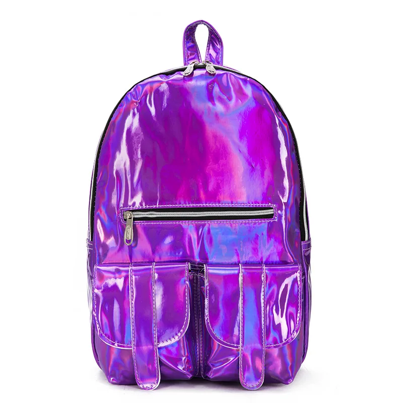 Women Backpack Silver Hologram Backpacks Laser Back Pack Men\'s Bag Leather Holographic Daypack Sac a Dos Mochila Masculina Bolsa