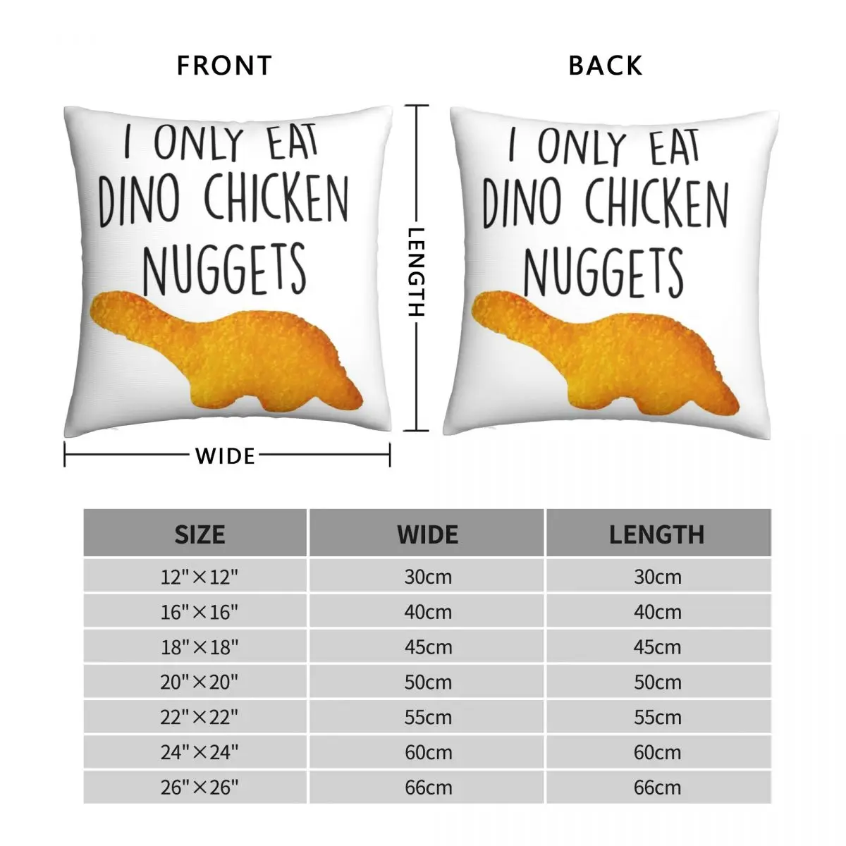 I Only Eat Dino Chicken Nuggets Pillowcase Polyester Linen Velvet Pattern Zip Decor Throw Pillow Case Home Cushion Cover 18