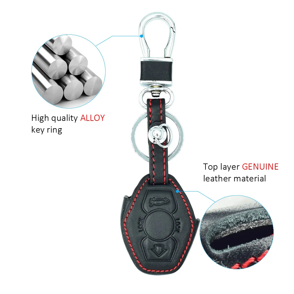 Leder Auto Schlüssel Abdeckung Auto Zubehör Für BMW 5 6 M5 M6 Serie E34 E36 E38 E39 E60 E61 E63 E64 Fernbedienung fobs Schutz Fall – Detail 3