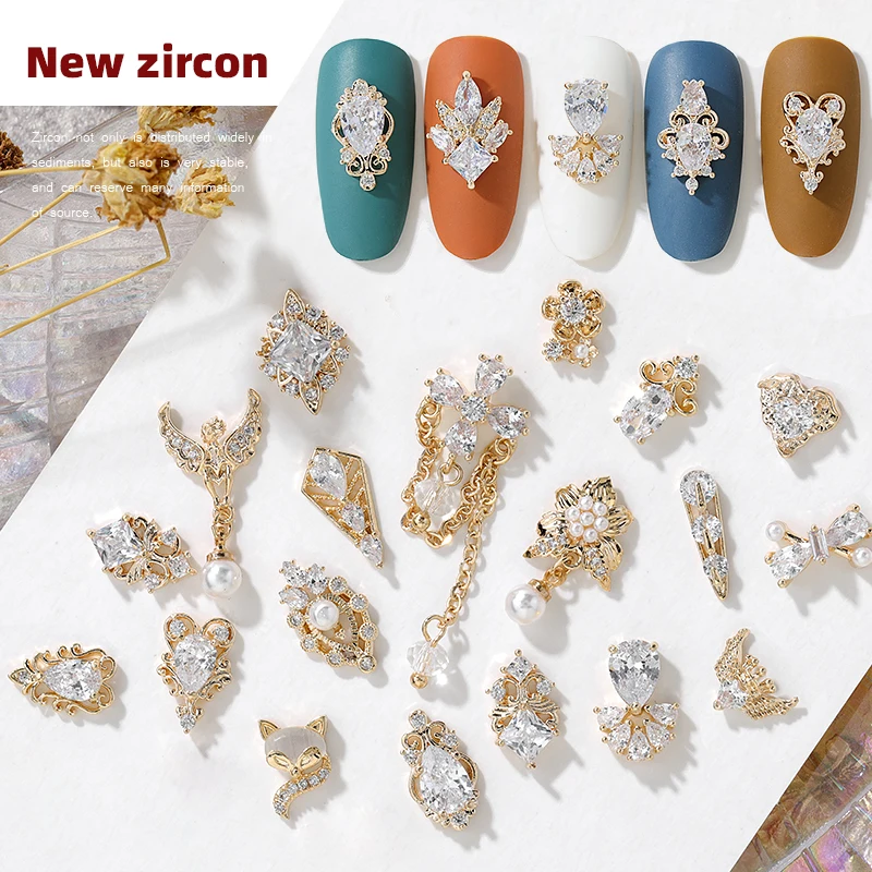 1 piece high end luxury 3D metal zircon manicure Japanese manicure high quality crystal manicure diamond Amulet