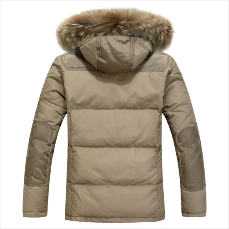 2022 New Winter Warm Men Thickened Fleece Down Jacket Down Coat Jacket Men Fashion White Duck Fur Collar Hooded Down Parkas Men