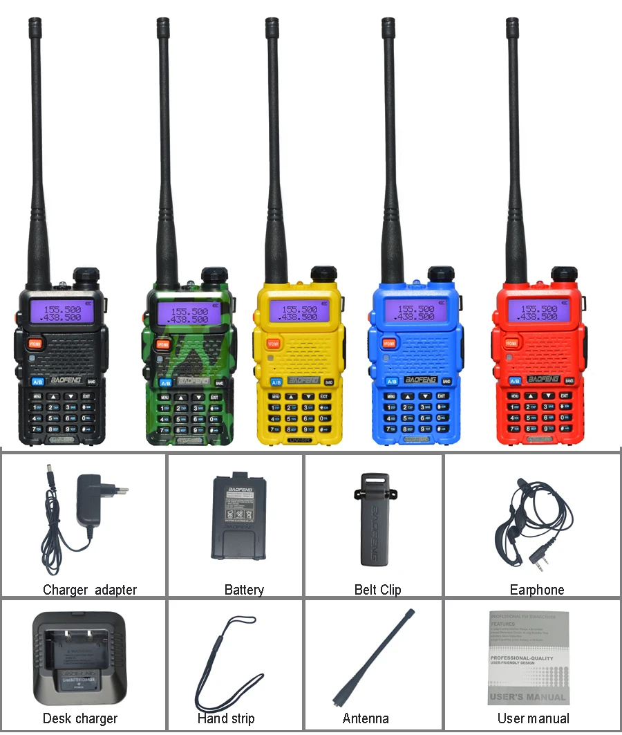 Baofeng UV-5R Walkie Talkie Profissional, Estação de Rádio CB, UV5R Transceiver, 5W, VHF, UHF, Portátil, UV 5R Caça Rádio Amador