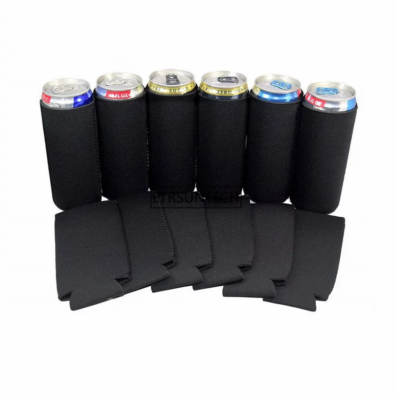 6/12PCS Black Neoprene Ultra Slim Can Sleeves Cooler Skinny Beer Can Covers For 12 oz Slim Red Bull Michelob Ultra White Claw