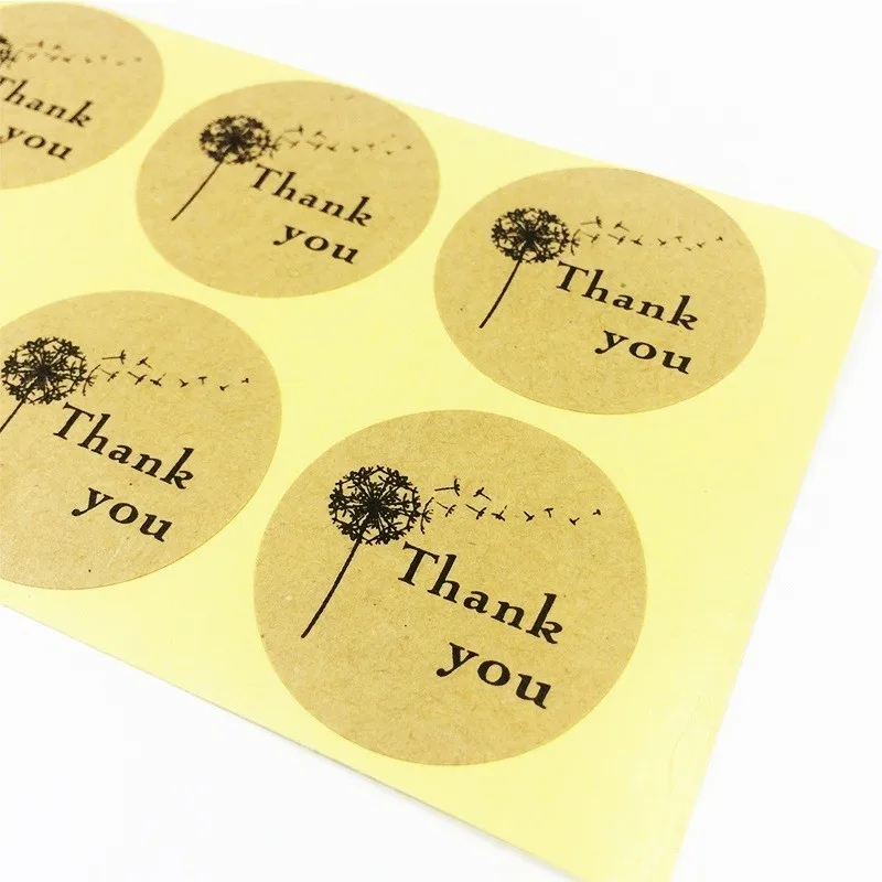 100pcs/pack Dandelion Thank You Leather Color Seal Sticker Gift Sticker Label Stationery Supplies