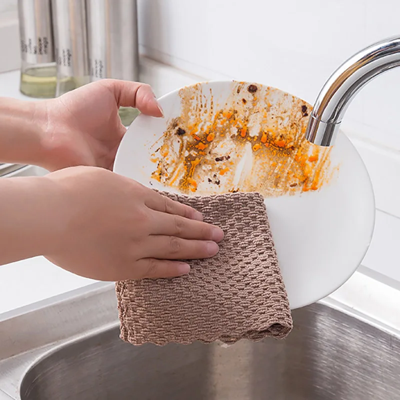 1Pcs Kitchen Supplies Cleaning Towel Super Absorbent Multifunction Wiping Rag  Cloth Polyester/Nylon Anti-grease kitchen