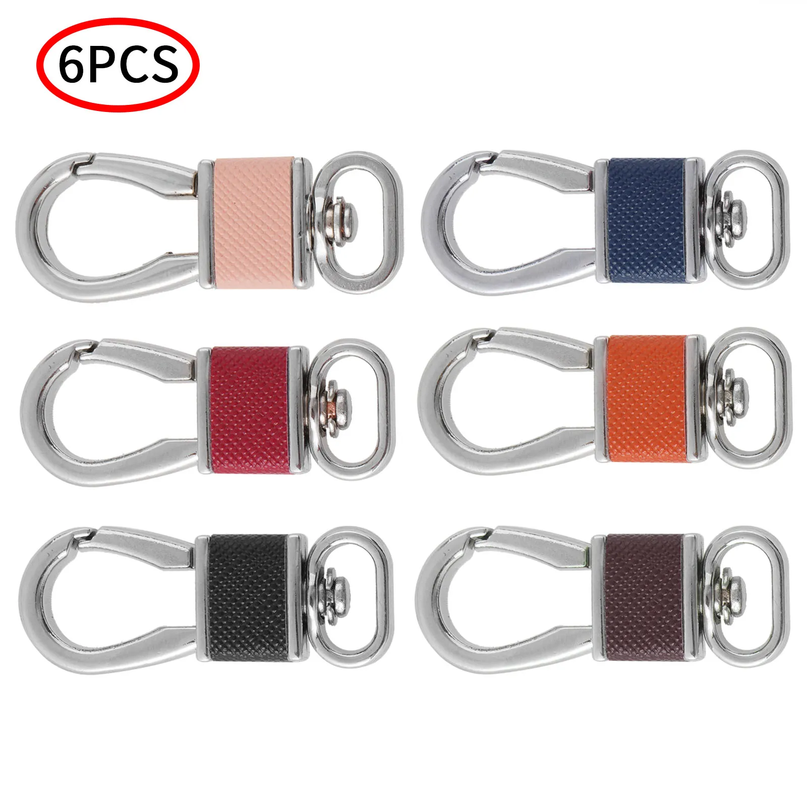 

6 Key Chain Holder Clasps Metal Clip Hook Rings Swivel Snap Hooks Push Gate Buckles Reusable Bag Chain Retainer DIY Keys Crafts