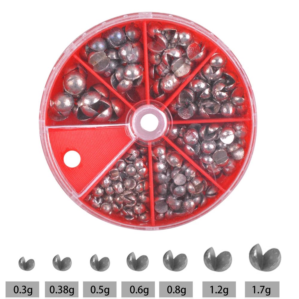 

197Pcs Split shot fishing Sinker Set 0.3g-1.7g Removable Fishing Round split shot Weights Assortment Fishing Tackle Kit 7 Sizes