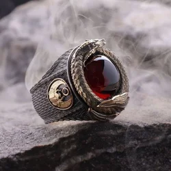 Domineering Men's Dragon Ring Black Gold Plated Motorcycle Party Red Zircon Men Women Wedding Ring Punk Biker Jewelry Gifts