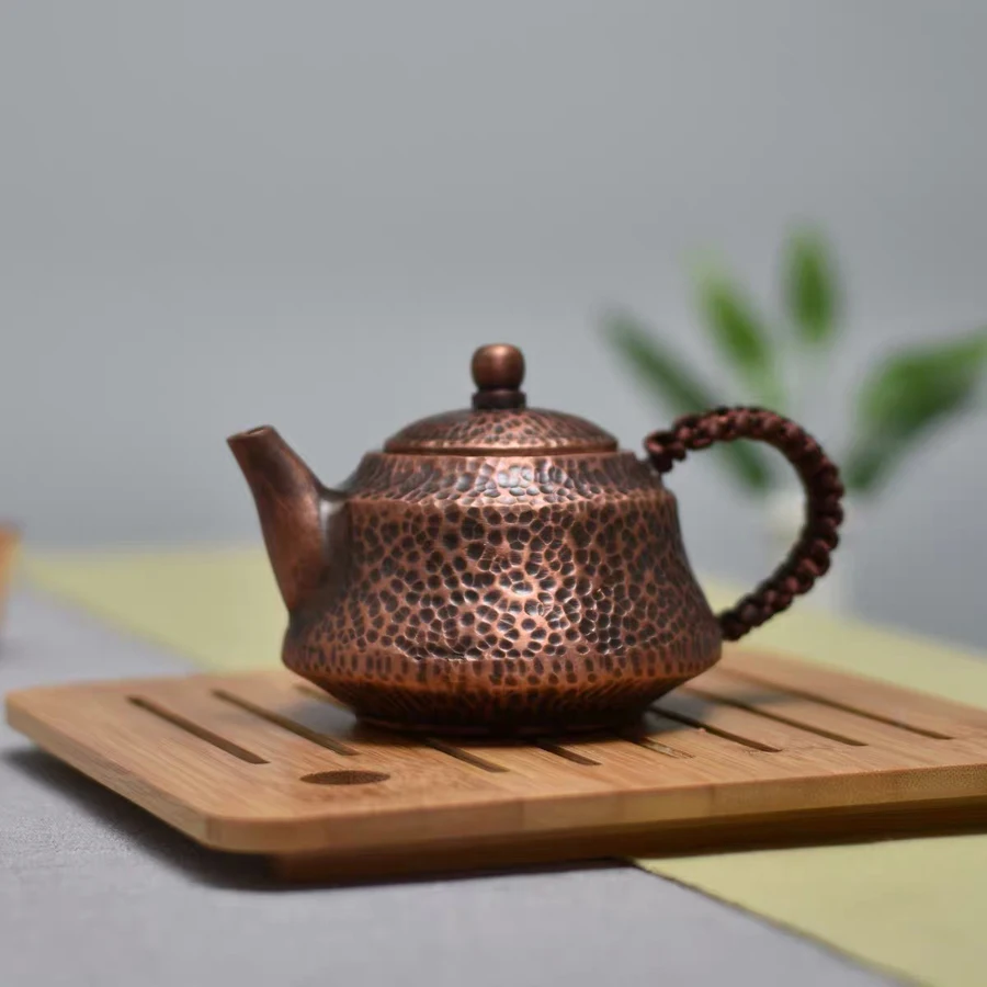 Handcraft Pure Copper Teapot, Tea Kettle, Hammer Pattern, Kung Fu Tea Drinkware, Tableware