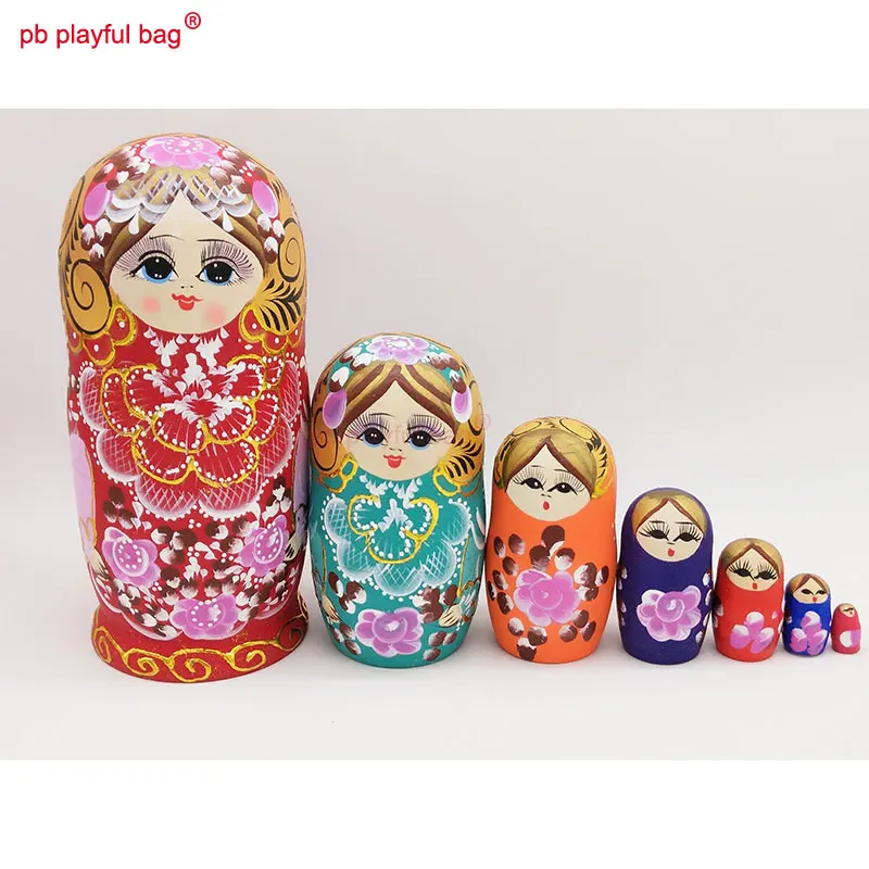Sieben Schicht Rot Gold Seide Mädchen Russische Puppen Holz DIY Kinder Spielzeug Set Handwerk Liebhaber Geburtstag Geschenk Russische Nesting Puppe HG71