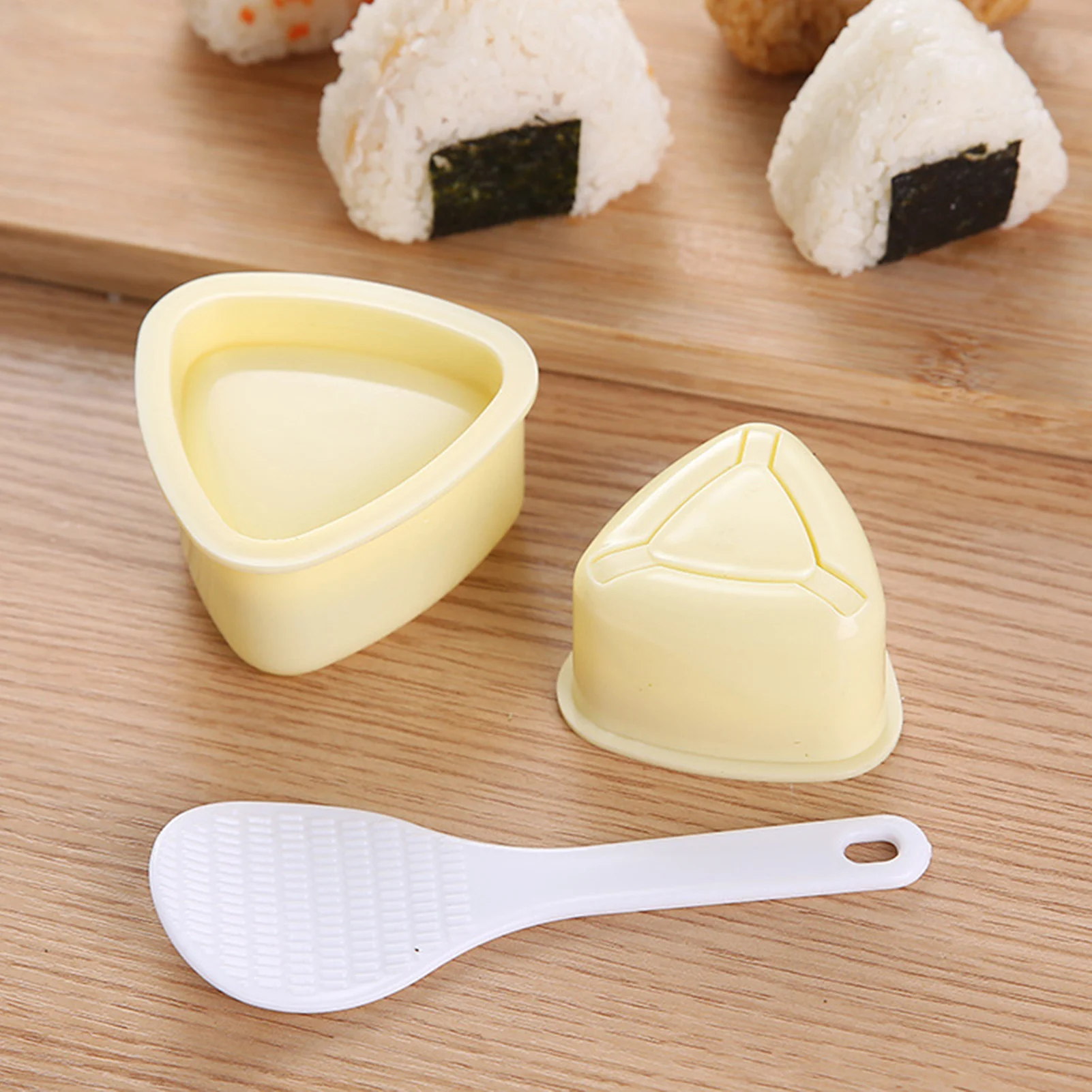 3Pcs DIY Triangular Sushi Molds Set With Ladle Dishwasher Safe Rice Ball Maker For Make Instant Rice Balls