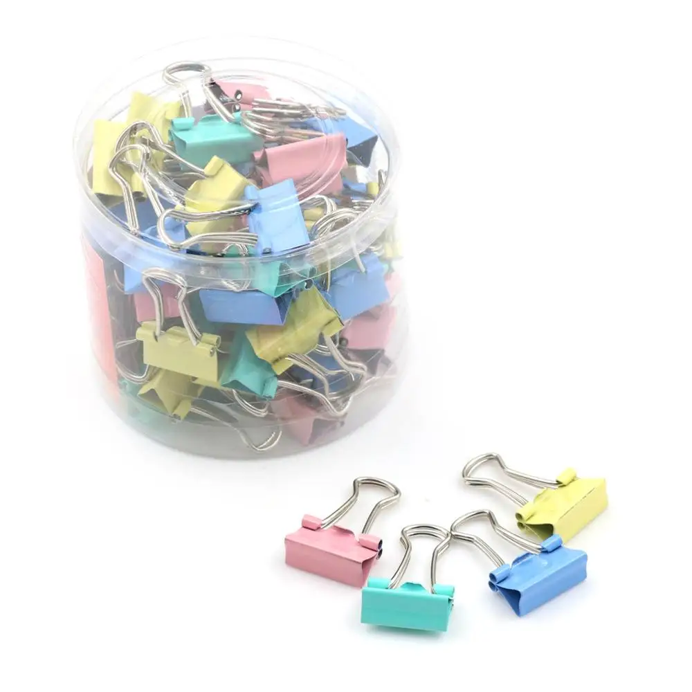 60Pcs 15mm Colorful Metal Binder Clips Note File Paper Clip Holder Office Supplies