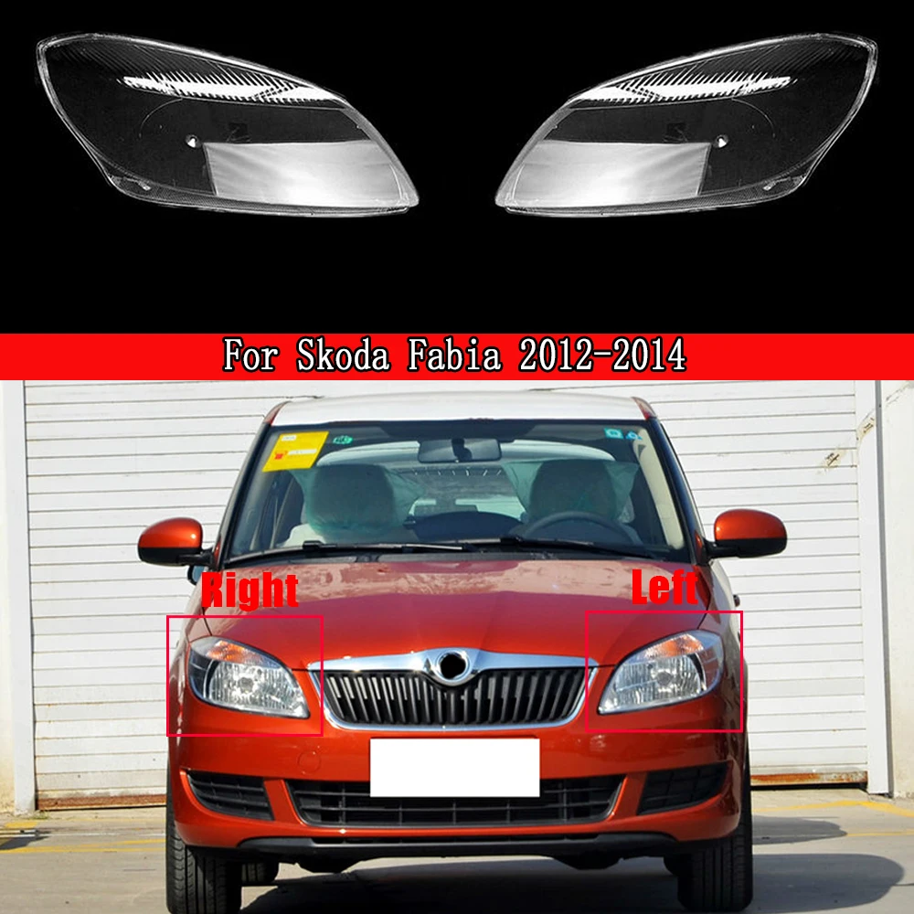 Car Headlight Lens Glass Lampcover Cover Lampshade Bright Shell Product Head lamp light For Skoda Fabia 2012 2013 2014