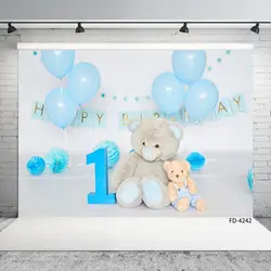 One Year Old 1st Birthday Party Teddy Bear Photophone Photography Background Baby Newborn Photography Backdrops For Photo Studio