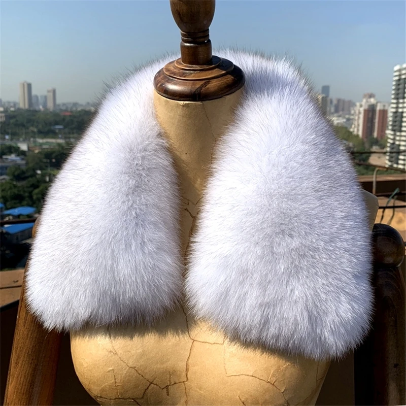 Genuine Natural Fox Fur Scarf Winter Neck Keep Warm Real Fox Fur Scarves For Women Coat Decoration Square Collar Short Muffler