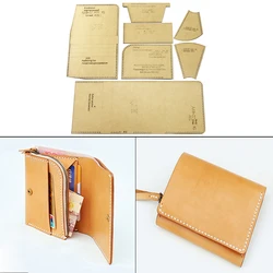 1Set DIY Kraft Paper Template New Fashion Retro Men and Women Wallet Leather Craft Pattern DIY Stencil Sewing Pattern 11cm*8.5cm