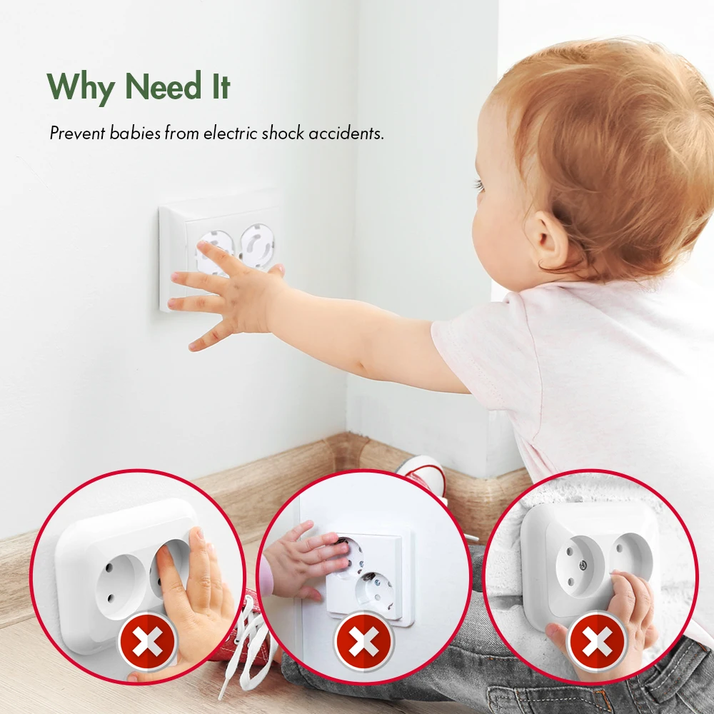 10pcs EU Stand Power Socket Cover Electrical Outlet Baby Child Safety Guard Electric Shock Proof Plugs Protector Rotate Cover